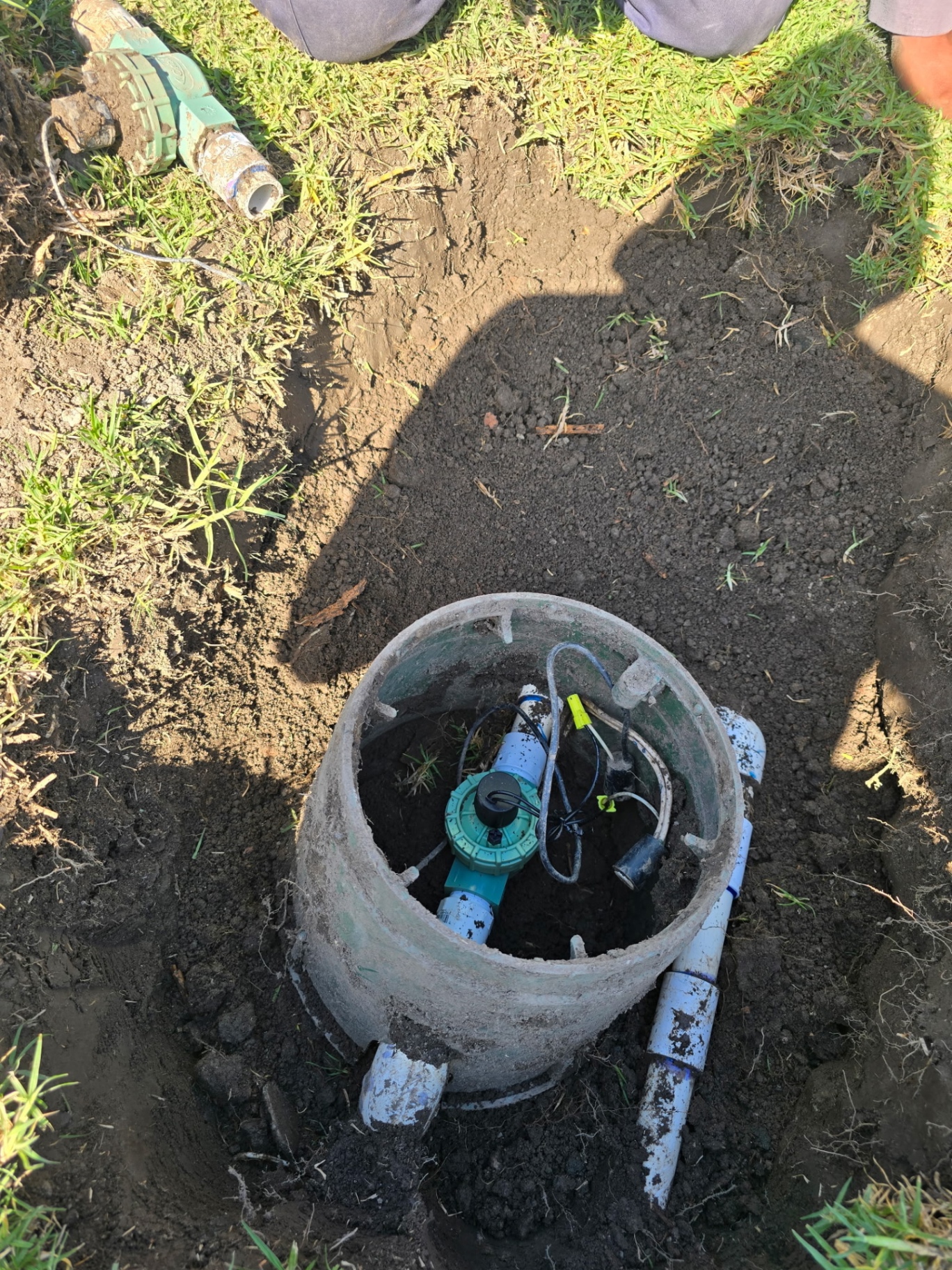 Irrigation valve box rebuilt flush and tidy below grade